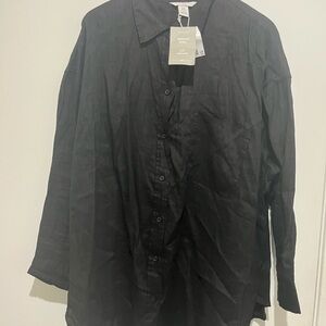 H&M Black Natural Linen Shirt